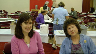 Pancake Day volunteers and a prepared dining room in 2009
