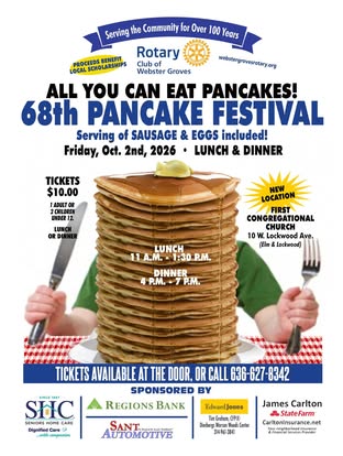 Poster for the 68th Annual Pancake Festival on October 2, 2026